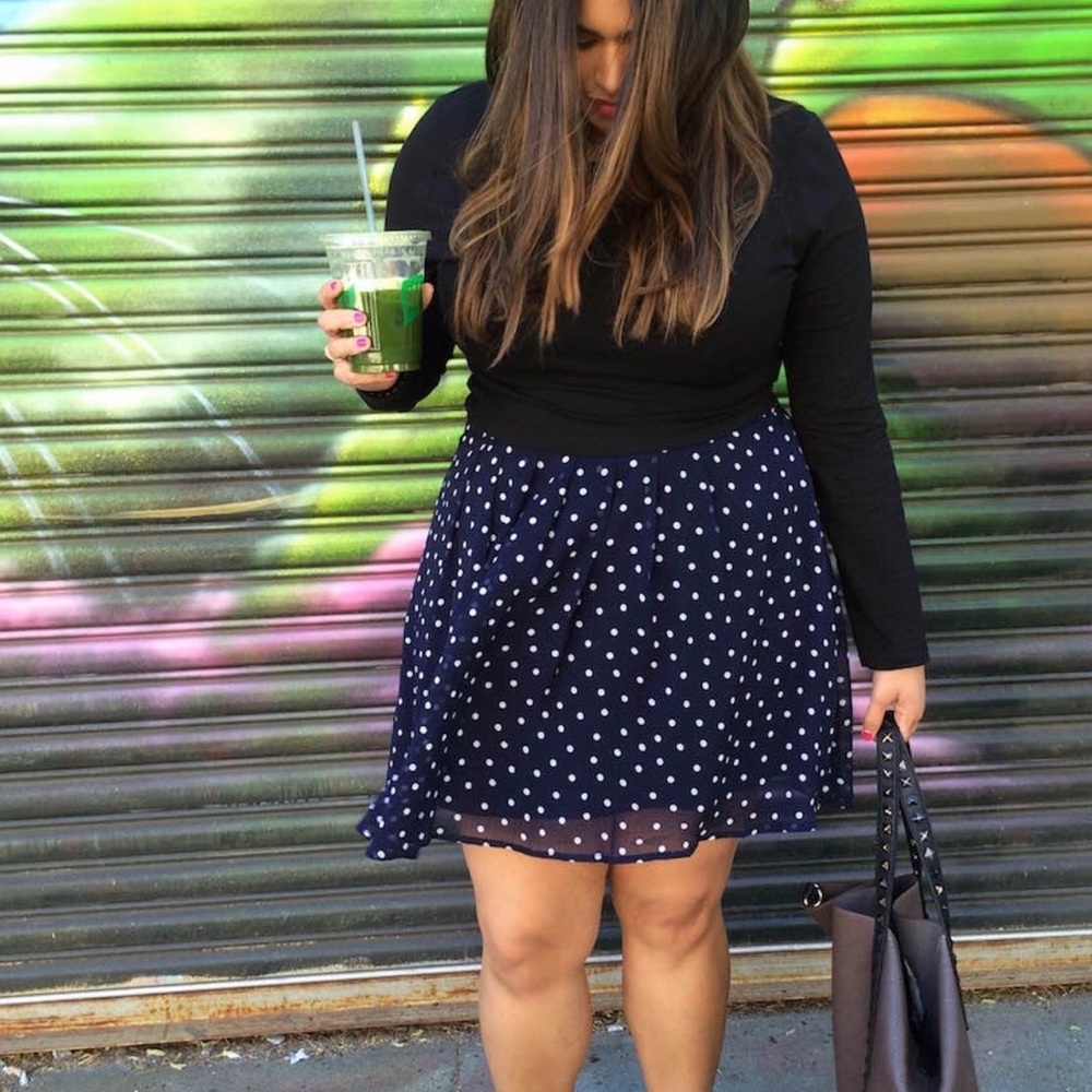 Navy Polka Dot Skirt